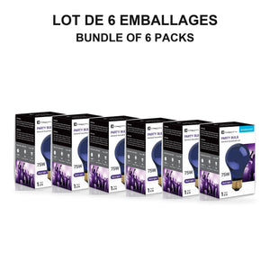Xtricity Ampoule de fête A19 - 75W / Lumière noire, Ultraviolet - Lot de 6 - emballage - Simple Boutique