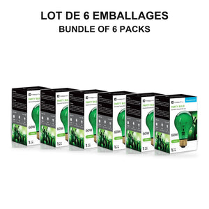 Xtricity Ampoule festive A19 - 60W verte, incandescente, culot moyen E26, simple - Lot de 6 - emballage - Simple Boutique