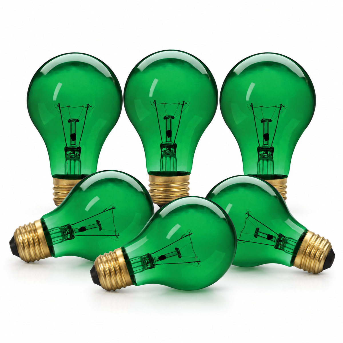 Xtricity Ampoule festive A19 - 60W verte, incandescente, culot moyen E26, simple - Lot de 6 - Simple Boutique