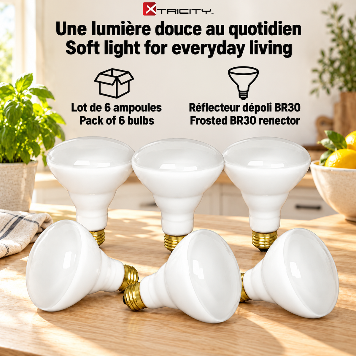 Xtricity Ampoule projecteur BR30, 65W dépolie, culot moyen - Lot de 6 - Simple Boutique