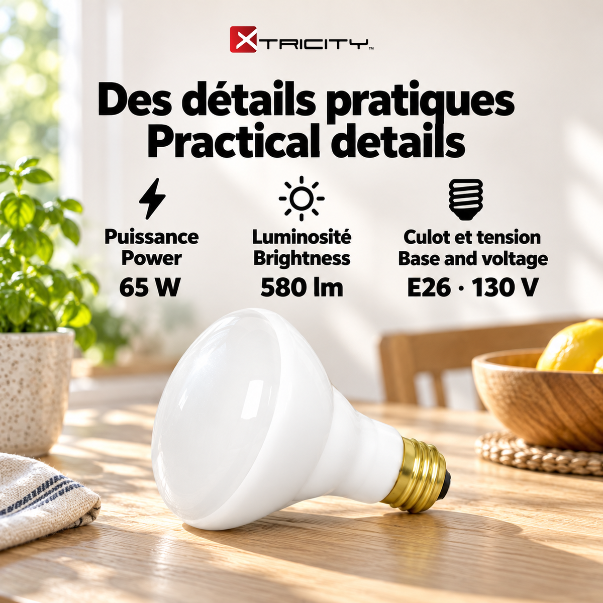 Xtricity Ampoule projecteur BR30, 65W dépolie, culot moyen - Lot de 6 - Simple Boutique