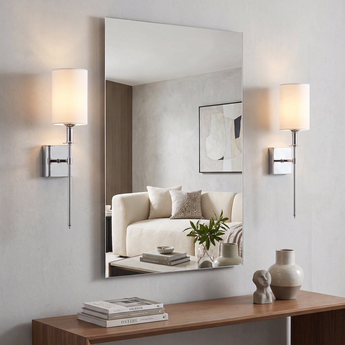 Xtricity Applique murale DEL rechargeable « Julian » 3 W, 300 lumens, 3000K, 4000K, 6000K + RVB, intensité variable - Chrome et blanc - Lot de 2 - Simple Boutique