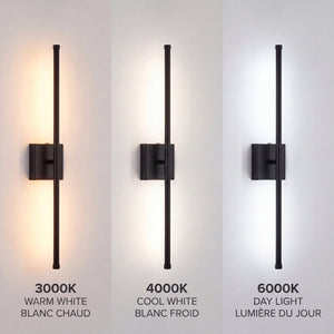 Xtricity Applique murale DEL rechargeable « Lumo » 3 W, 290 lumens, 3000K, 4000K, 6000K, intensité variable - Noir - Lot de 2 - emballage - Simple Boutique