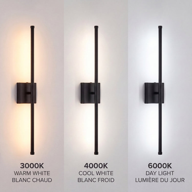 Xtricity Applique murale DEL rechargeable « Lumo » 3 W, 290 lumens, 3000K, 4000K, 6000K, intensité variable - Noir - Lot de 2 - emballage - Simple Boutique
