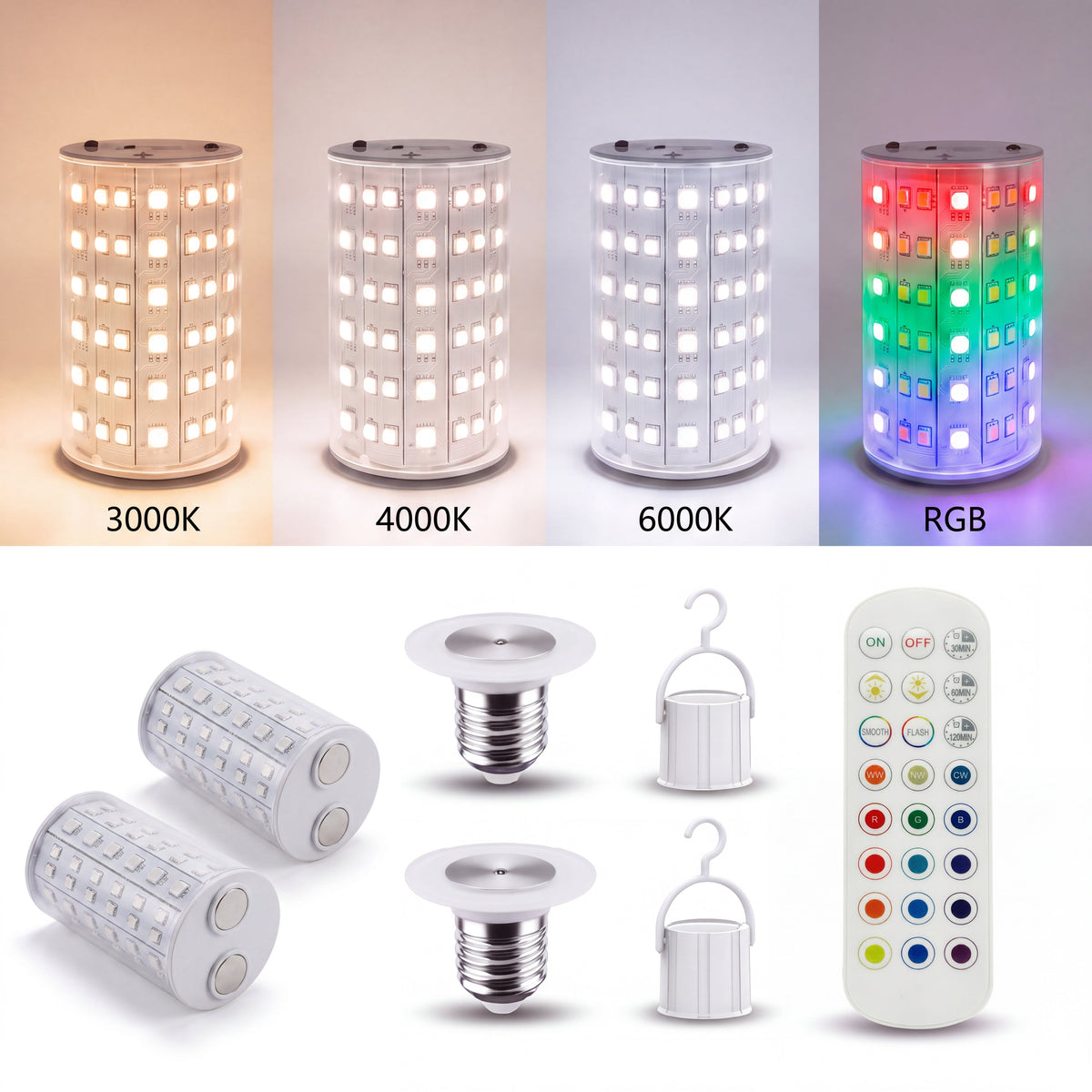 Xtricity Applique murale LED rechargeable "Étoile" 3W, 300 Lumens, 3000K, 4000K, 6000K + RVB, Dimmable - Chrome & blanc, Lot de 2 - emballage - Simple Boutique