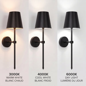 Xtricity Applique murale LED rechargeable "Nova" 3W, 210 Lumens, 3000K, 4000K, 6000K, Intensité variable - Noir, Lot de 2 - emballage - Simple Boutique