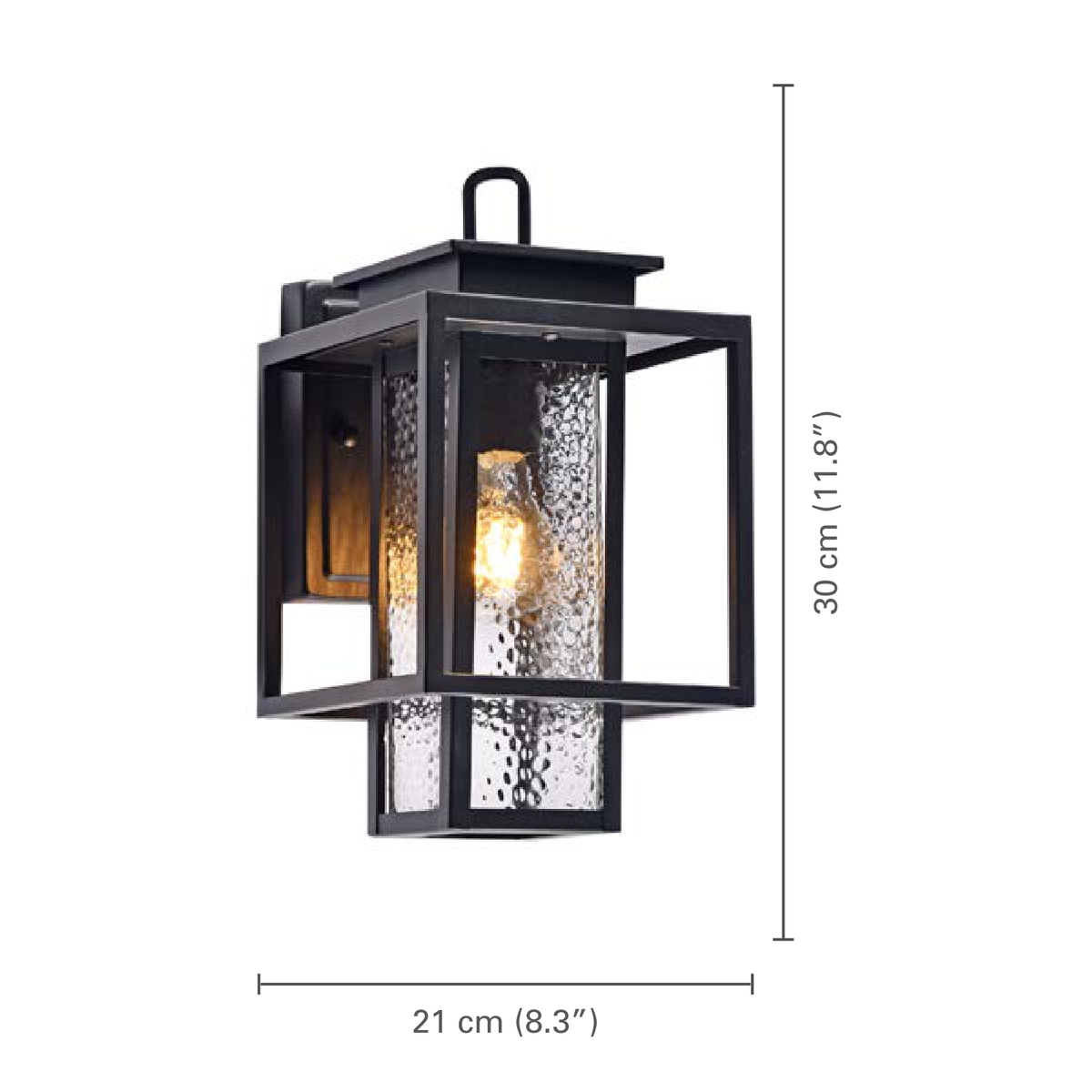 Xtricity Applique murale d'extérieur « Churchill » - Fer noir et verre - dimensions - Simple Boutique
