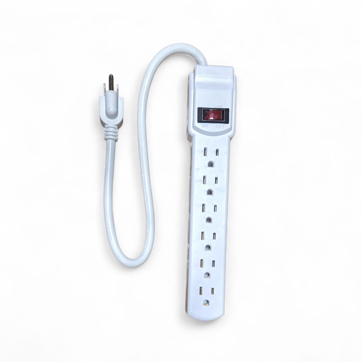 Xtricity – Barre d’Alimentation 6 Prises, 1,5 Pied (18”), Cordon 14/3, Intérieure, Interrupteur Illuminé, Blanc - Simple Boutique