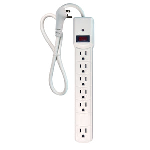 Xtricity - Barre d'alimentation à 6 Prises avec Protecteur de Surtension, Cordon de 4 Pieds, Blanc - Simple Boutique