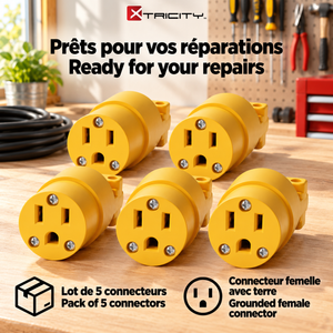 Xtricity Connecteur femelle U-Ground 15 A - Lot de 5 - Simple Boutique
