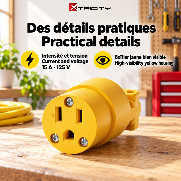 Xtricity Connecteur femelle U-Ground 15 A - Lot de 5 - Simple Boutique