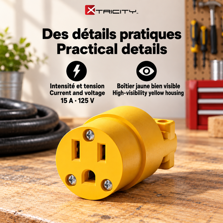 Xtricity Connecteur femelle à prise de terre 15 A, vrac - Lot de 25 - Simple Boutique