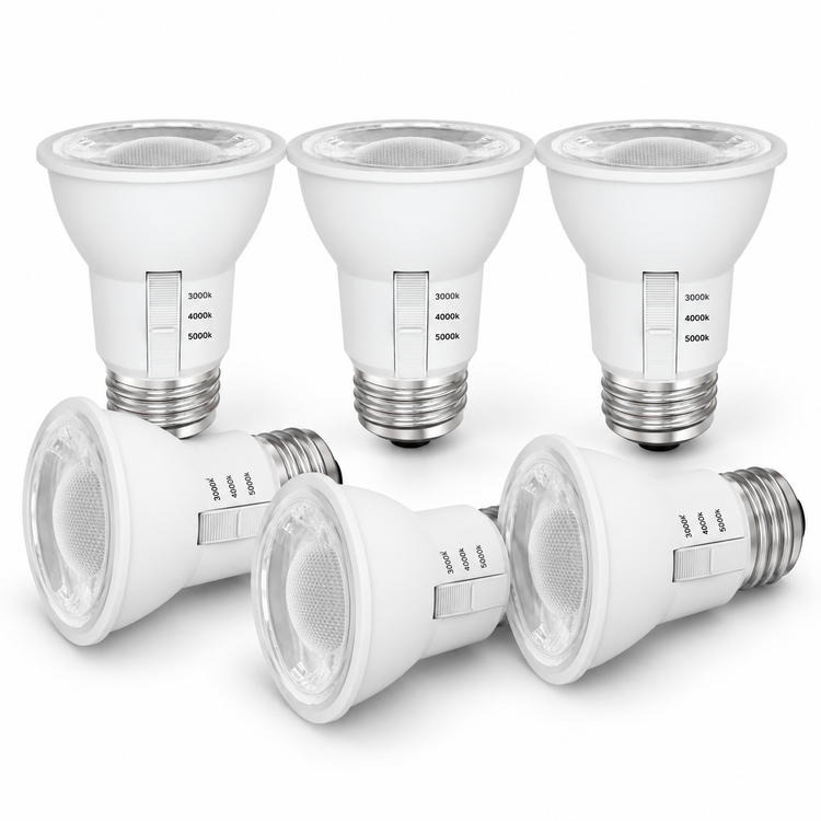 Xtricity DEL PAR16 Flood, 5,5W, sélectionnable 3000K/4000K/5000K, faisceau 40°, intensité variable - Lot de 6 - Simple Boutique