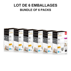 Xtricity DEL Type A19 9,5W / 120V / E26 / 3000K Blanc Chaud Dimmable - Lot de 6 - emballage - Simple Boutique