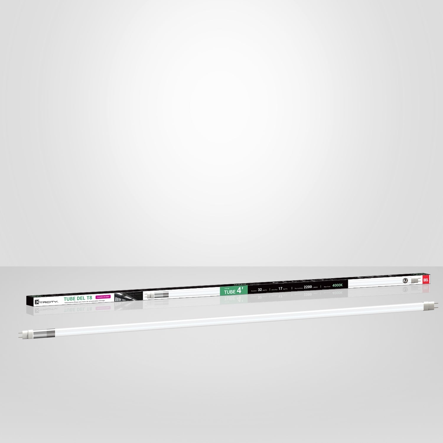 Xtricity - Ensemble de 2 Tube DEL T8, Longeur de 4 Pieds, Base G13, 2200 Lumens, 17W, 4000K Blanc Froid - Simple Boutique