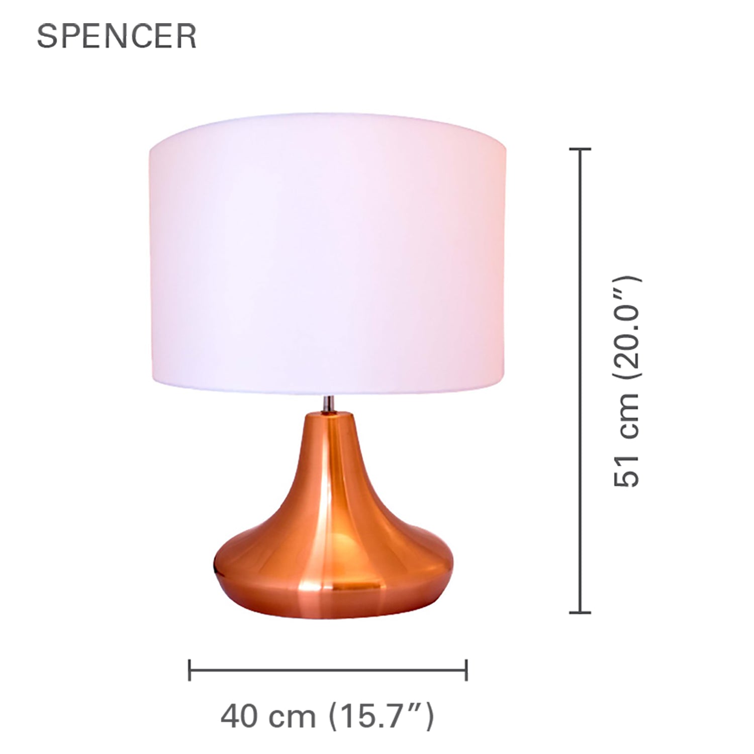 Xtricity - Lampe de Table Moderne, 15.75'' x 20.07'', De la Collection Spencer, Cuivre - Simple Boutique