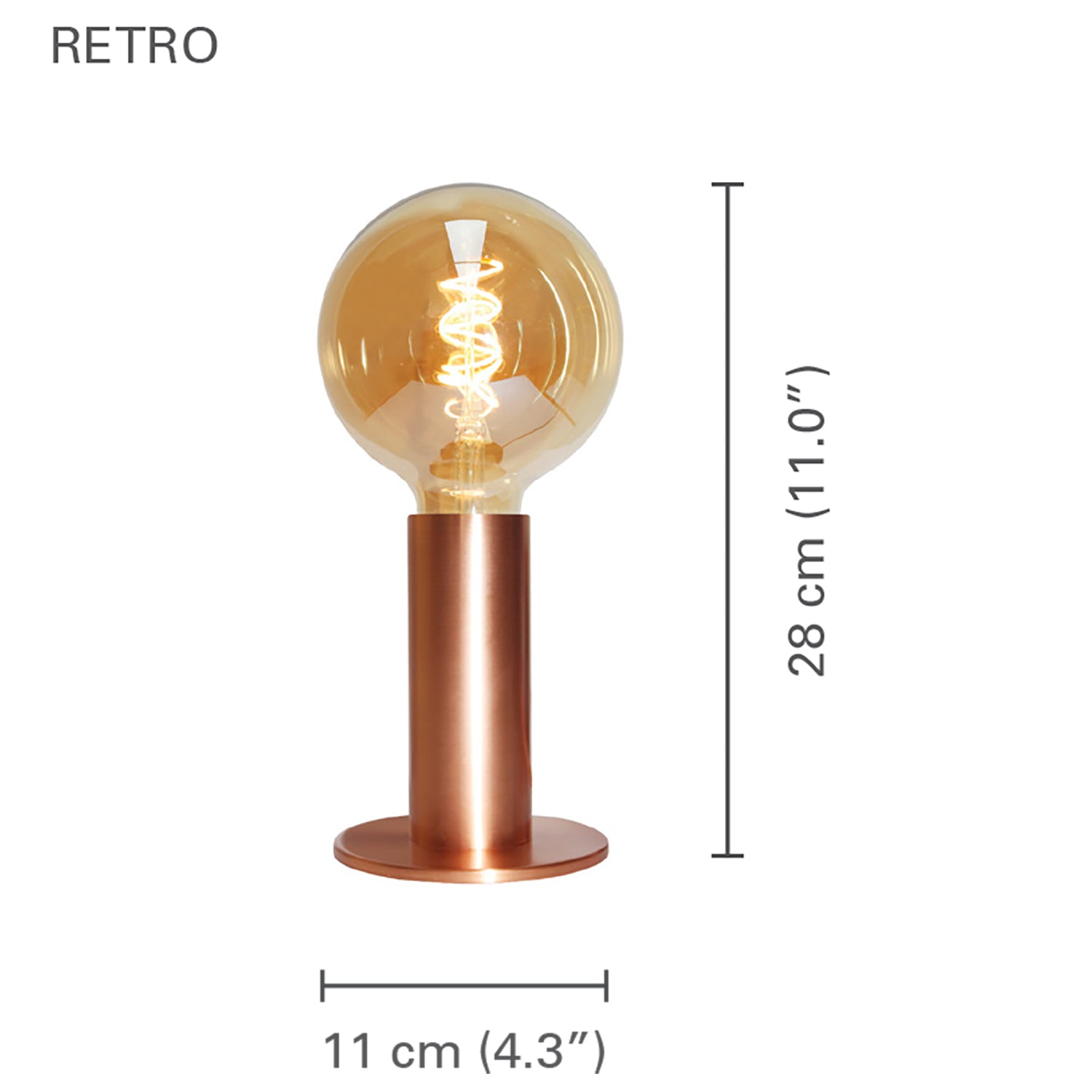 Xtricity - Lampe de Table Tactile avec 3 niveaux d'intensité, 11'' x 4.3'', De la Collection Retro, Or Rose - Simple Boutique