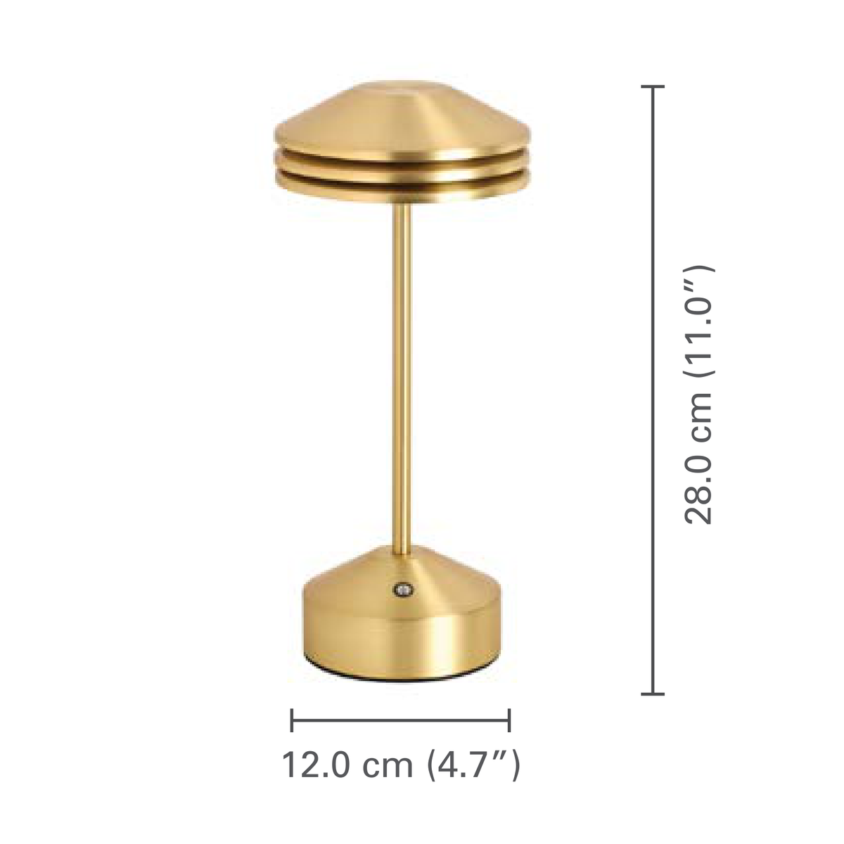 Xtricity Lampe de table DEL rechargeable superposée « Lumora » - Laiton, 28 cm - dimensions - Simple Boutique
