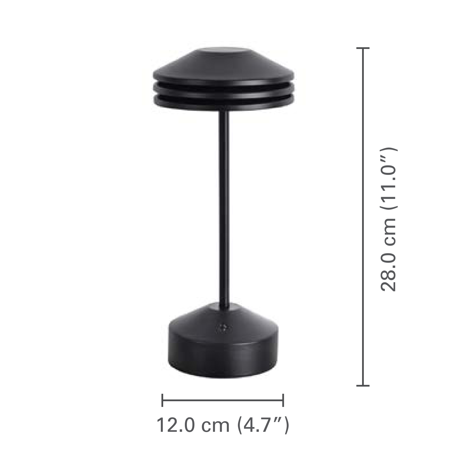 Xtricity Lampe de table DEL superposée rechargeable « Lumora » - Noir mat, 28 cm - dimensions - Simple Boutique