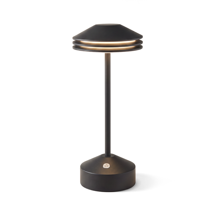 Xtricity Lampe de table DEL superposée rechargeable « Lumora » - Noir mat, 28 cm - Simple Boutique