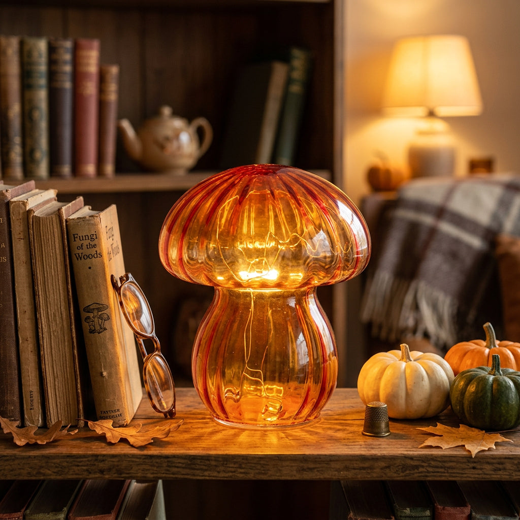 Xtricity Lampe de table champignon en verre ambré - Simple Boutique