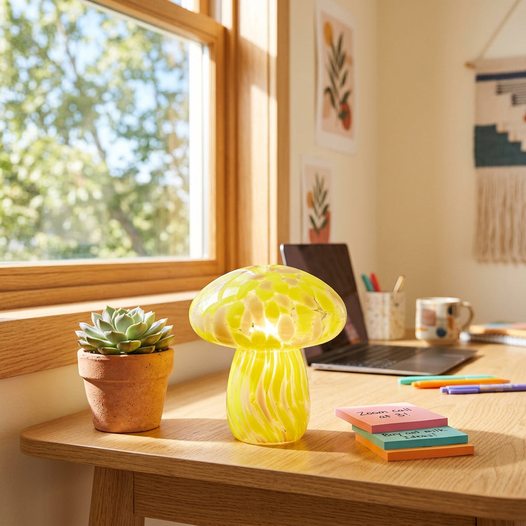 Xtricity Lampe de table champignon jaune en verre - Simple Boutique