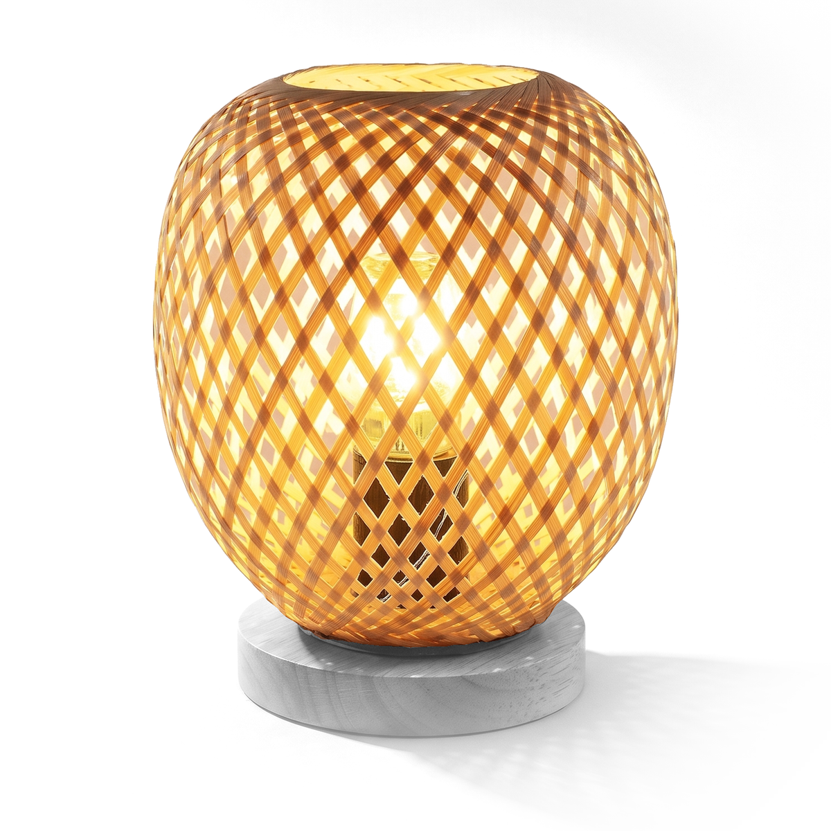 Xtricity Lampe de table en bambou tressé, Dia 18 x H 22 cm - Simple Boutique