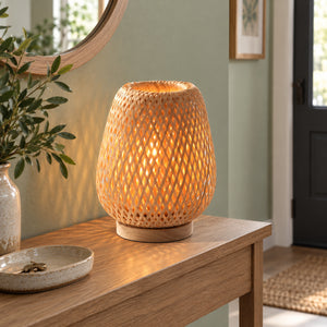 Xtricity Lampe de table en bambou tressé, Dia 25 x H 30 cm - Simple Boutique