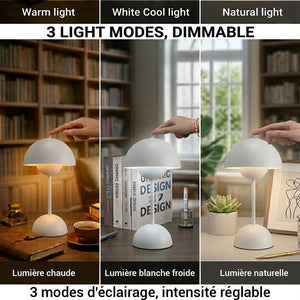 Xtricity Lampe de table tactile DEL portable Palm Springs, rechargeable par USB - Sans fil, à intensité variable, 3 couleurs, blanc - Simple Boutique