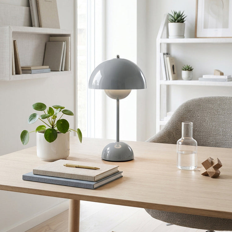 Xtricity Lampe de table tactile DEL portable Palm Springs, rechargeable par USB - Sans fil, à intensité variable, 3 couleurs, gris - Simple Boutique
