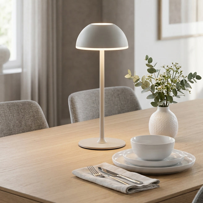 Xtricity Lampe de table tactile DEL rechargeable « Halo » - Blanche, 28 cm - Simple Boutique