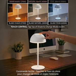 Xtricity Lampe de table tactile DEL rechargeable « Halo » - Blanche, 28 cm - Simple Boutique