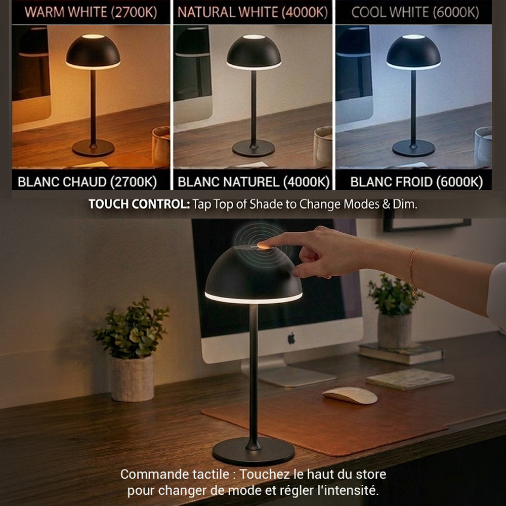 Xtricity Lampe de table tactile DEL rechargeable "Halo" - Noir, 28 cm - Simple Boutique