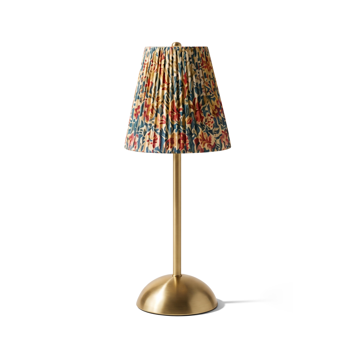 Xtricity Lampe de table tactile à DEL rechargeable USB Roccabella - abat-jour plissé multi-floral et or, sans fil, variable 3 couleurs - Simple Boutique
