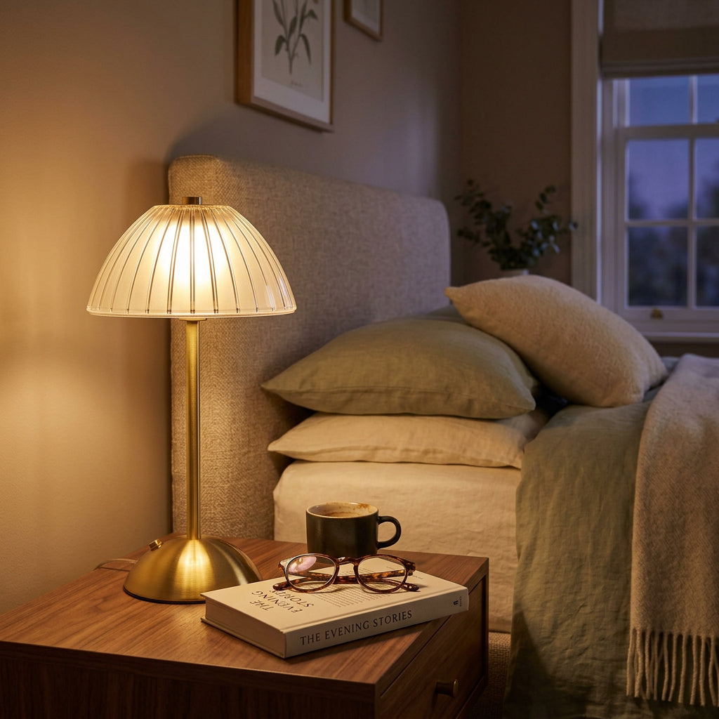 Xtricity Lampe de table tactile à DEL rechargeable USB Versailles - sans fil, variable 3 couleurs, blanc et or - Simple Boutique