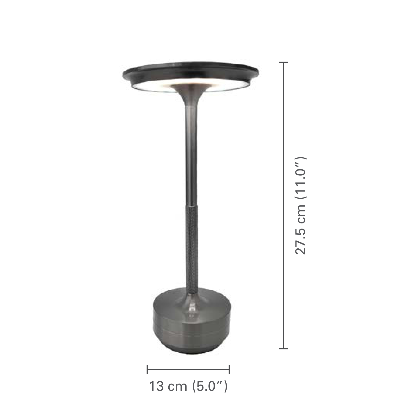 Xtricity Lampe de table tactile portable Spirit DEL rechargeable USB - gris fusil - dimensions - Simple Boutique