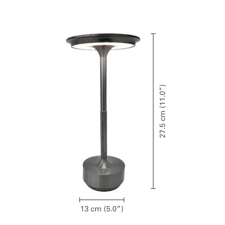 Xtricity Lampe de table tactile portable Spirit DEL rechargeable USB - gris fusil - dimensions - Simple Boutique