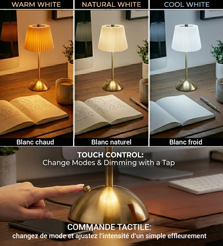 Xtricity Lampe de table tactile rechargeable USB La Boca, or - Simple Boutique