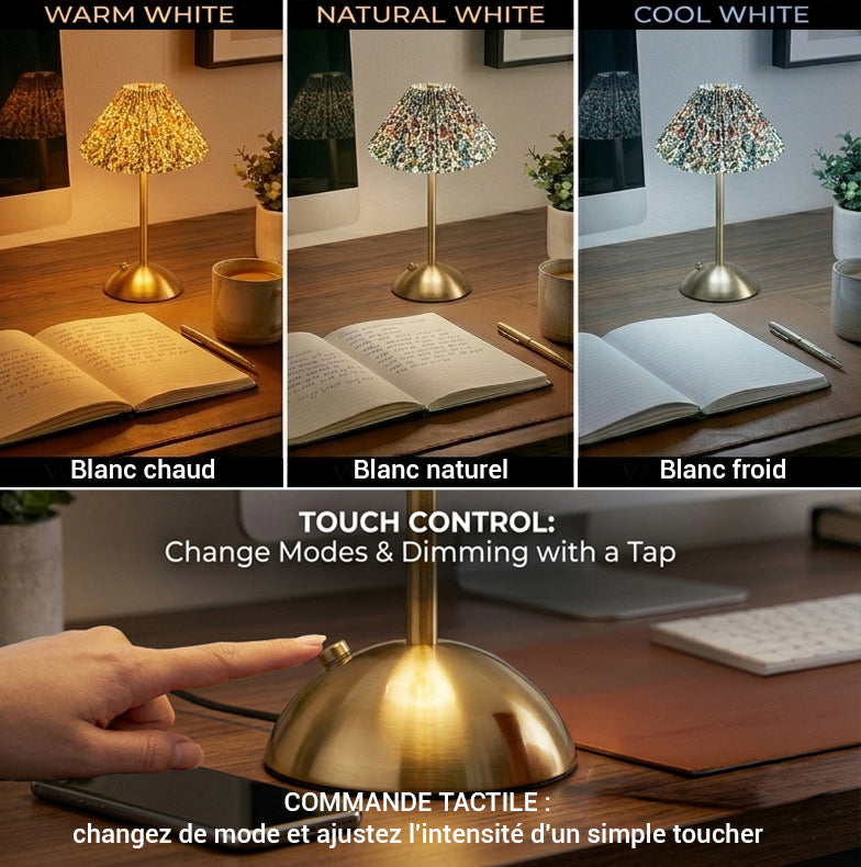 Xtricity Lampe de table tactile rechargeable USB Manchester, multi-floral - Simple Boutique