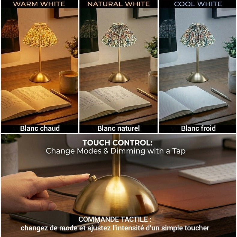 Xtricity Lampe de table tactile rechargeable USB Manchester, multi-floral - Simple Boutique