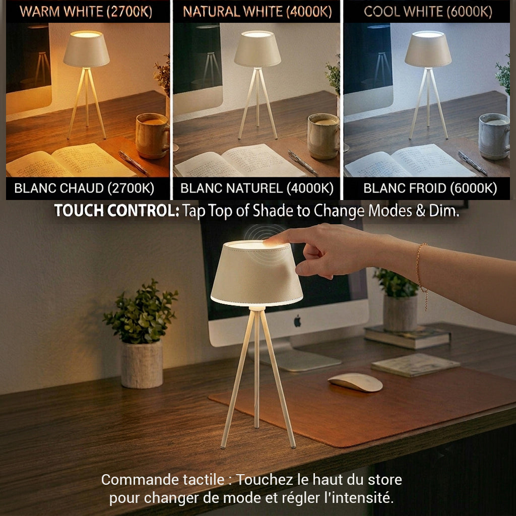 Xtricity Lampe de table trépied DEL rechargeable « Oriana » - Beige, 28 cm - Simple Boutique