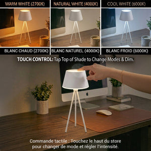 Xtricity Lampe de table trépied DEL rechargeable « Oriana » - Blanc, 28 cm - Simple Boutique