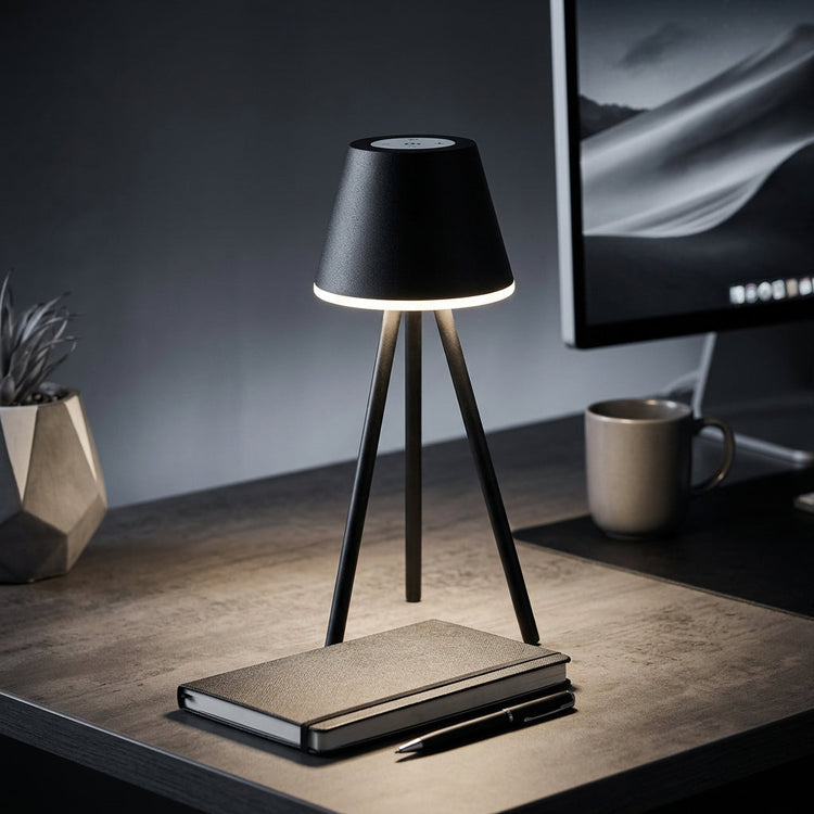 Xtricity Lampe de table trépied DEL rechargeable « Oriana » - Noire, 28 cm - Simple Boutique