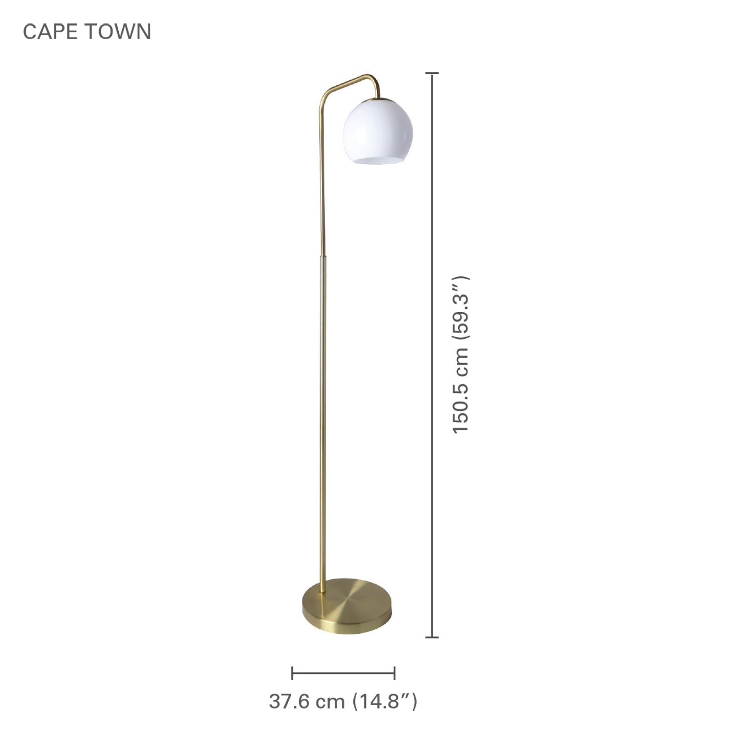 Xtricity - Lampe sur Pied, Hauteur de 59.2'', De la Collection Cape Town, Blanc et Doré - Simple Boutique