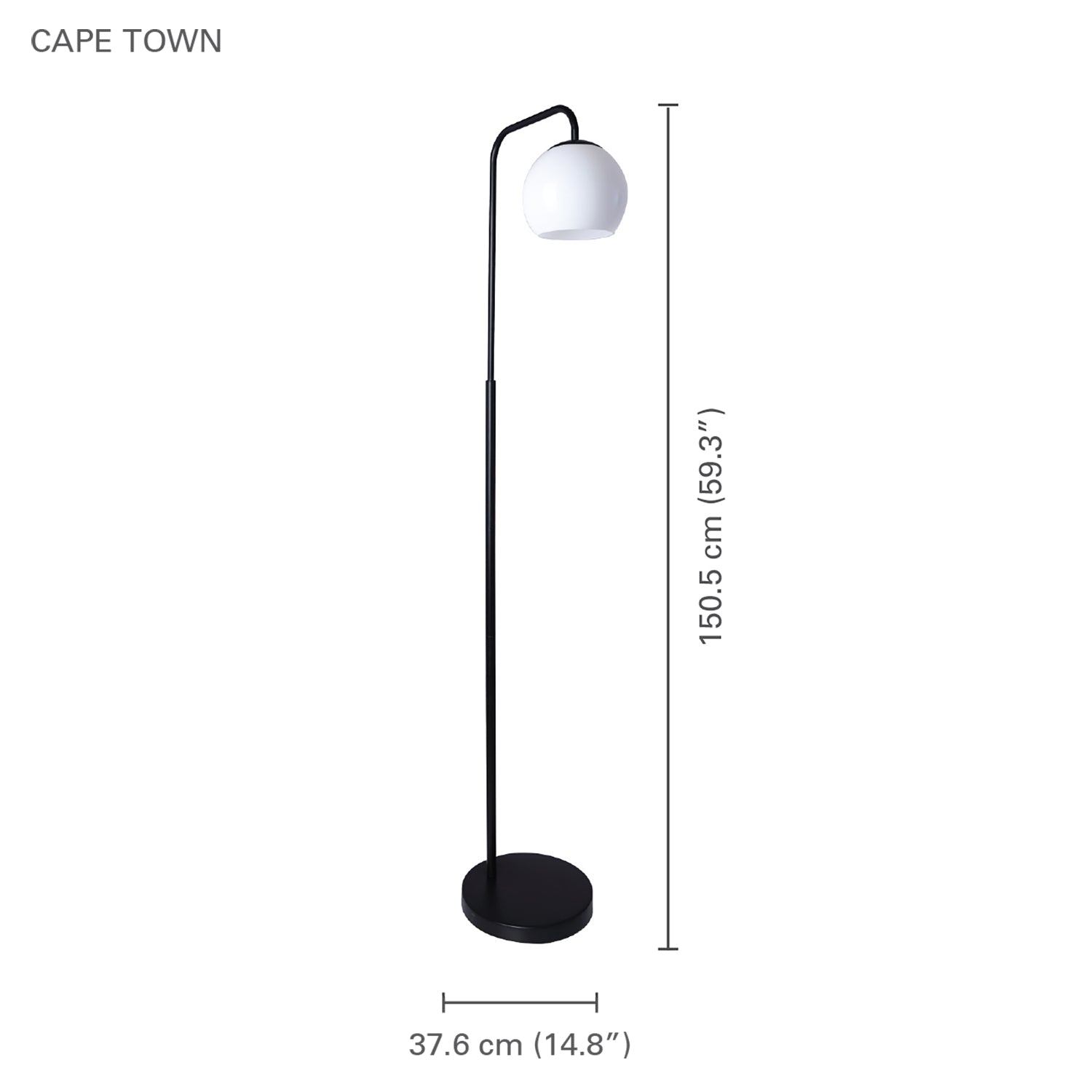 Xtricity - Lampe sur Pied, Hauteur de 59.2'', De la Collection Cape Town, Blanc et Noir - Simple Boutique