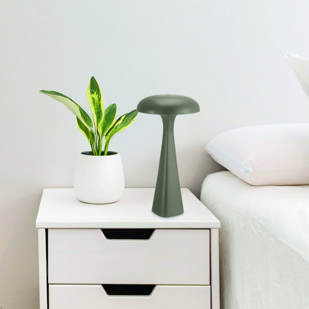 Xtricity Lampe tactile DEL décorative rechargeable USB Chanterelles - sans fil, gradable 3 couleurs, verte - Simple Boutique