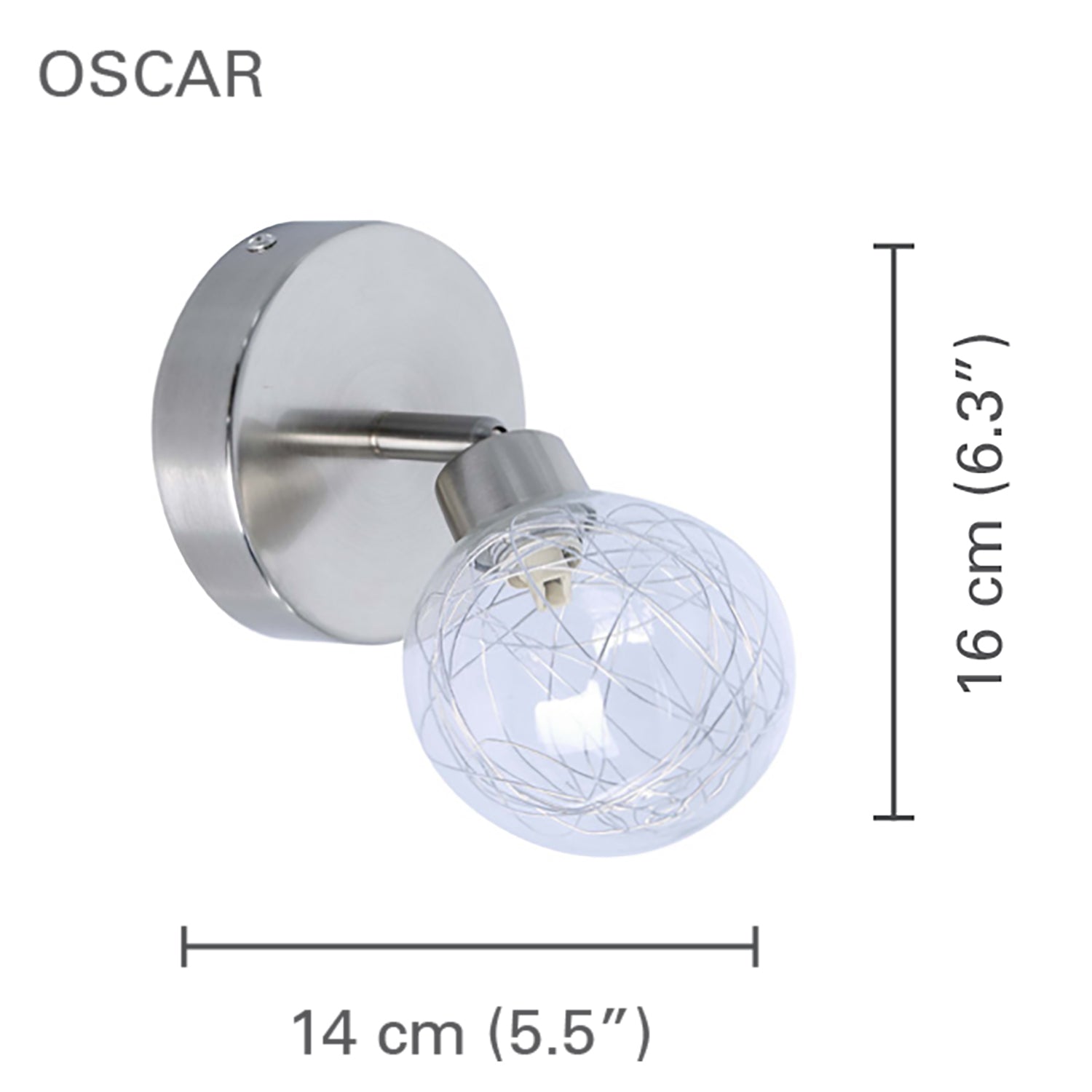 Xtricity - Luminaire Directionel à 1 Tête, Largeur de 5.5'', De la Collection Oscar, Argenté - Simple Boutique