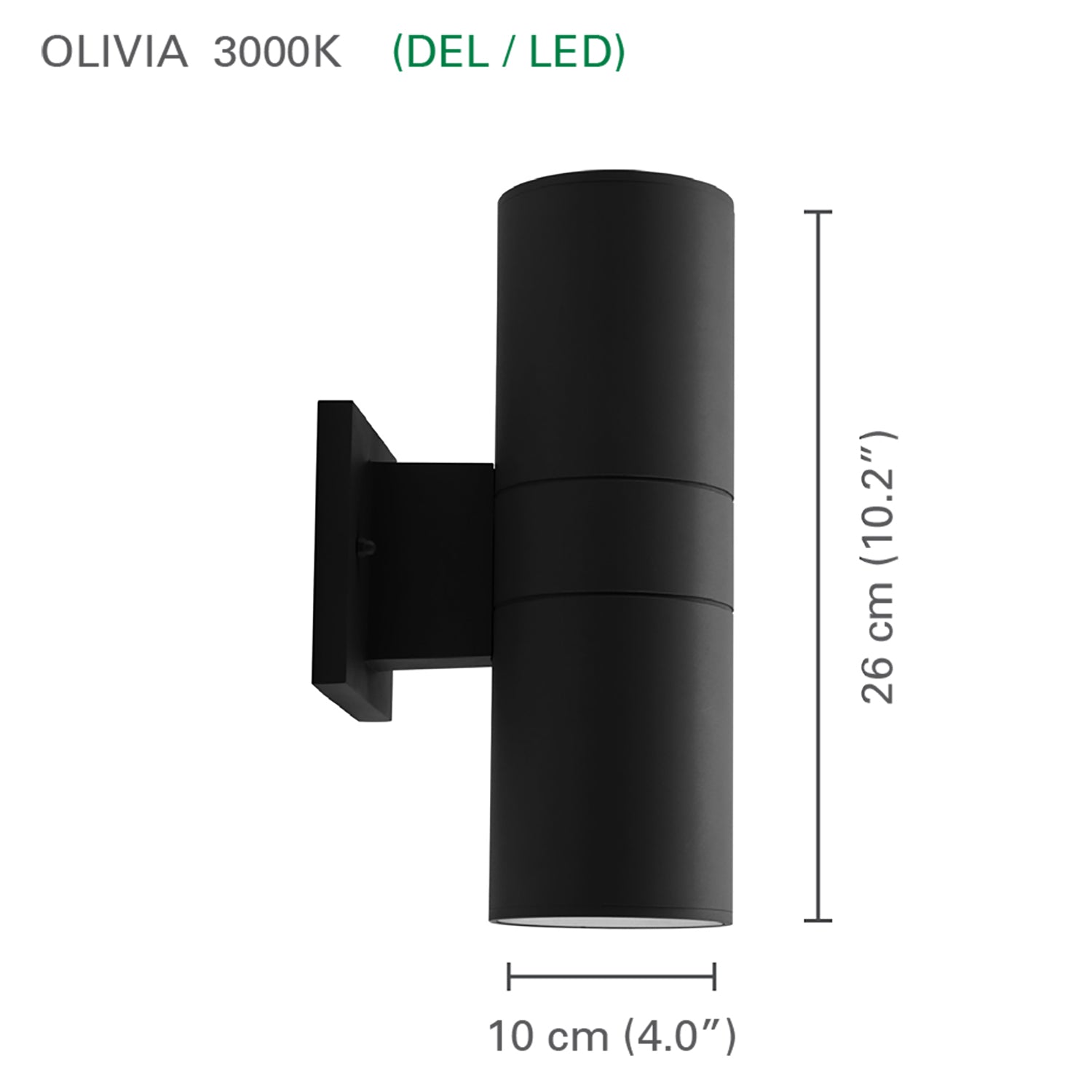 Xtricity - Luminaire Mural Extérieur DEL, 18w/120v/3000k, Éclairage Blanc Doux, De la Collection Olivia, Noir - Simple Boutique