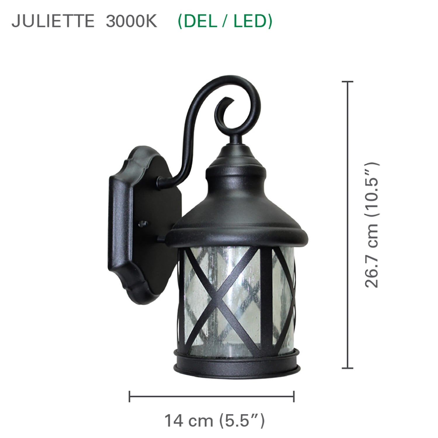 Xtricity - Luminaire Mural Extérieur DEL, 9w/120v/3000k, Éclairage Blanc Doux, De la Collection Juliette, Noir - Simple Boutique
