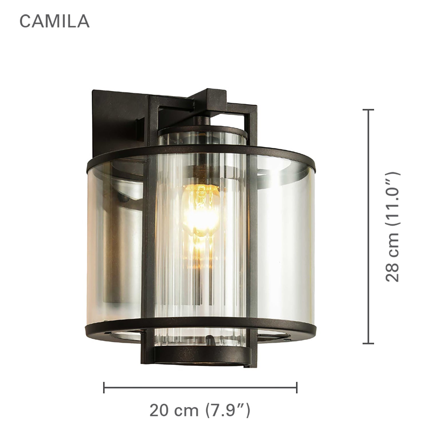 Xtricity - Luminaire Mural Extérieur, Hauteur de 11'', De la Collection Camila, Noir - Simple Boutique